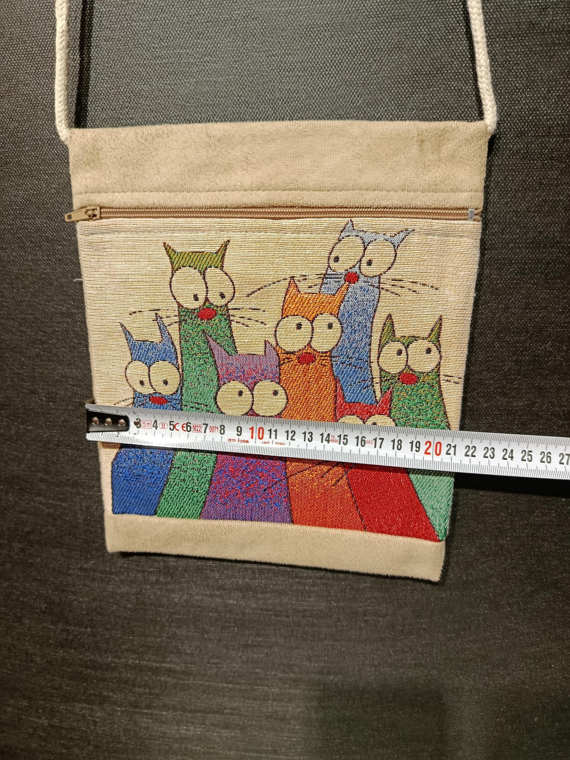 Tapestry Cat Crossbody Bag – Handmade Woven Canvas Purse