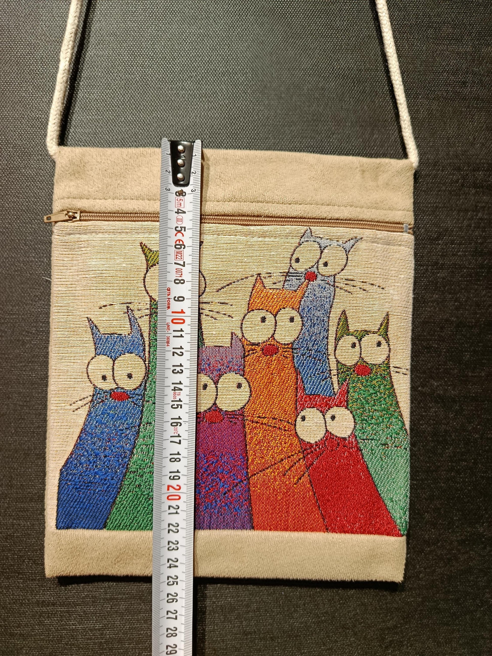Tapestry Cat Crossbody Bag – Handmade Woven Canvas Purse