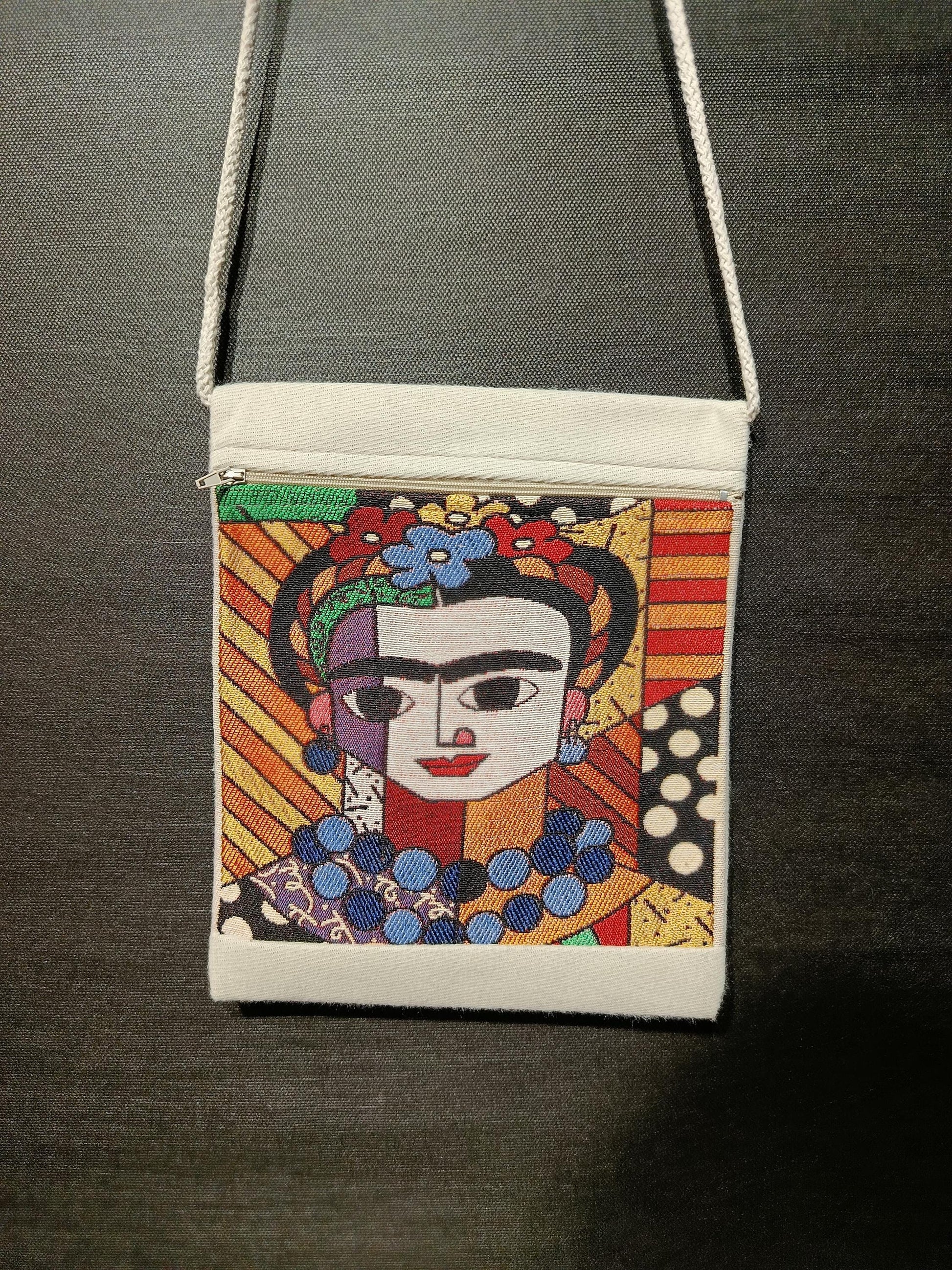 Frida Kahlo Tapestry Crossbody Bag – Handmade Art Shoulder Purse