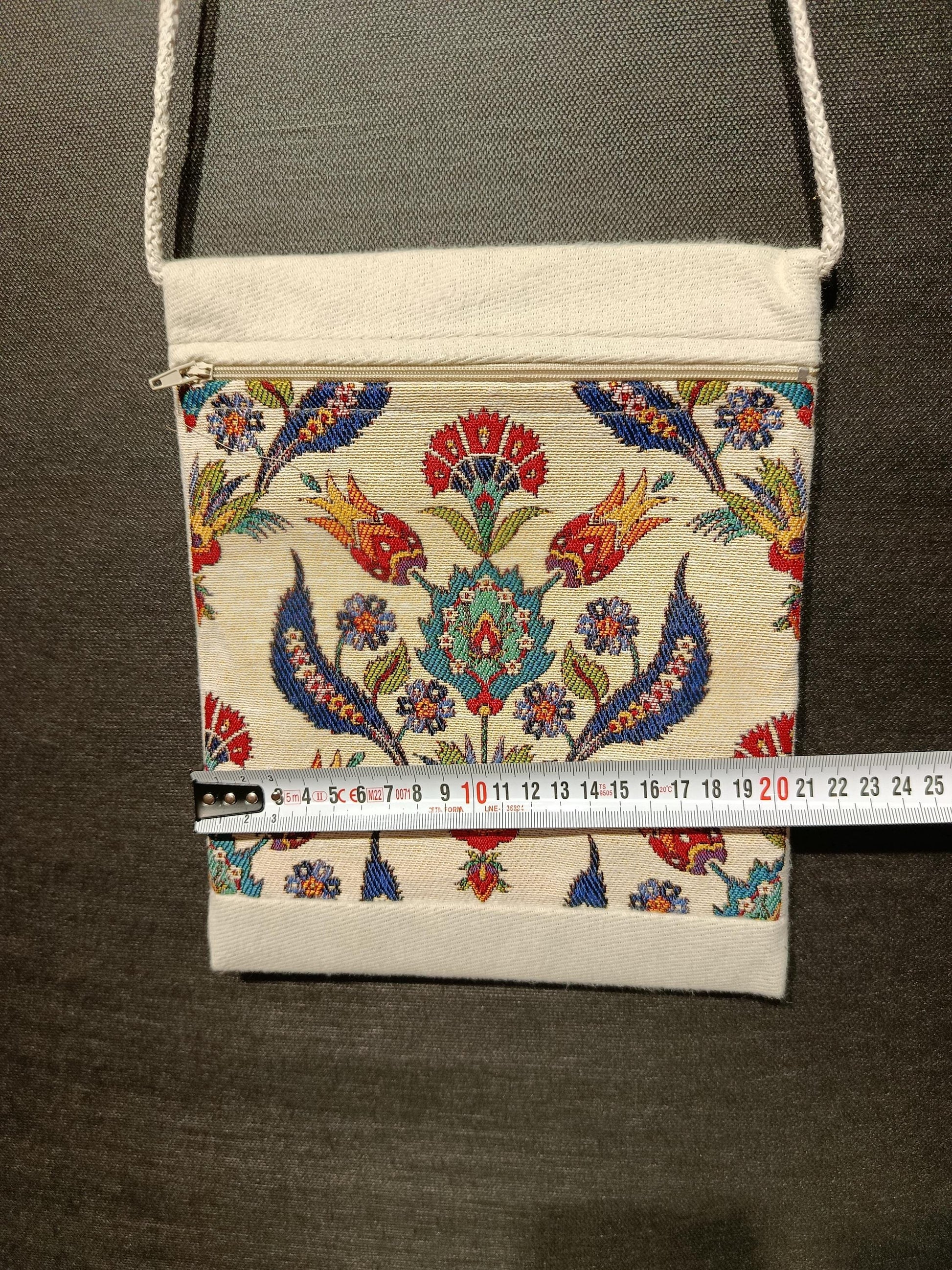 Turkish Floral Tapestry Bag – Ottoman Pattern Crossbody Purse, 8"x10" Handmade in Türkiye