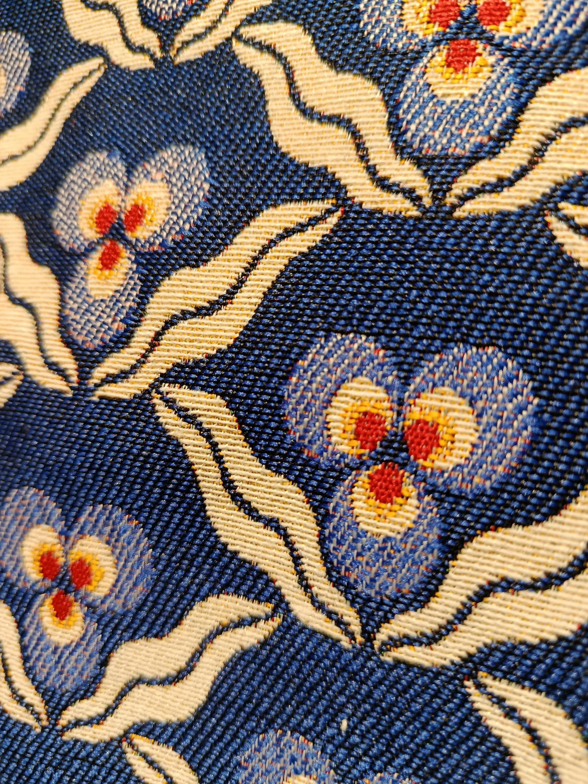 Blue Floral Tapestry Crossbody Bag – Turkish Handmade Purse