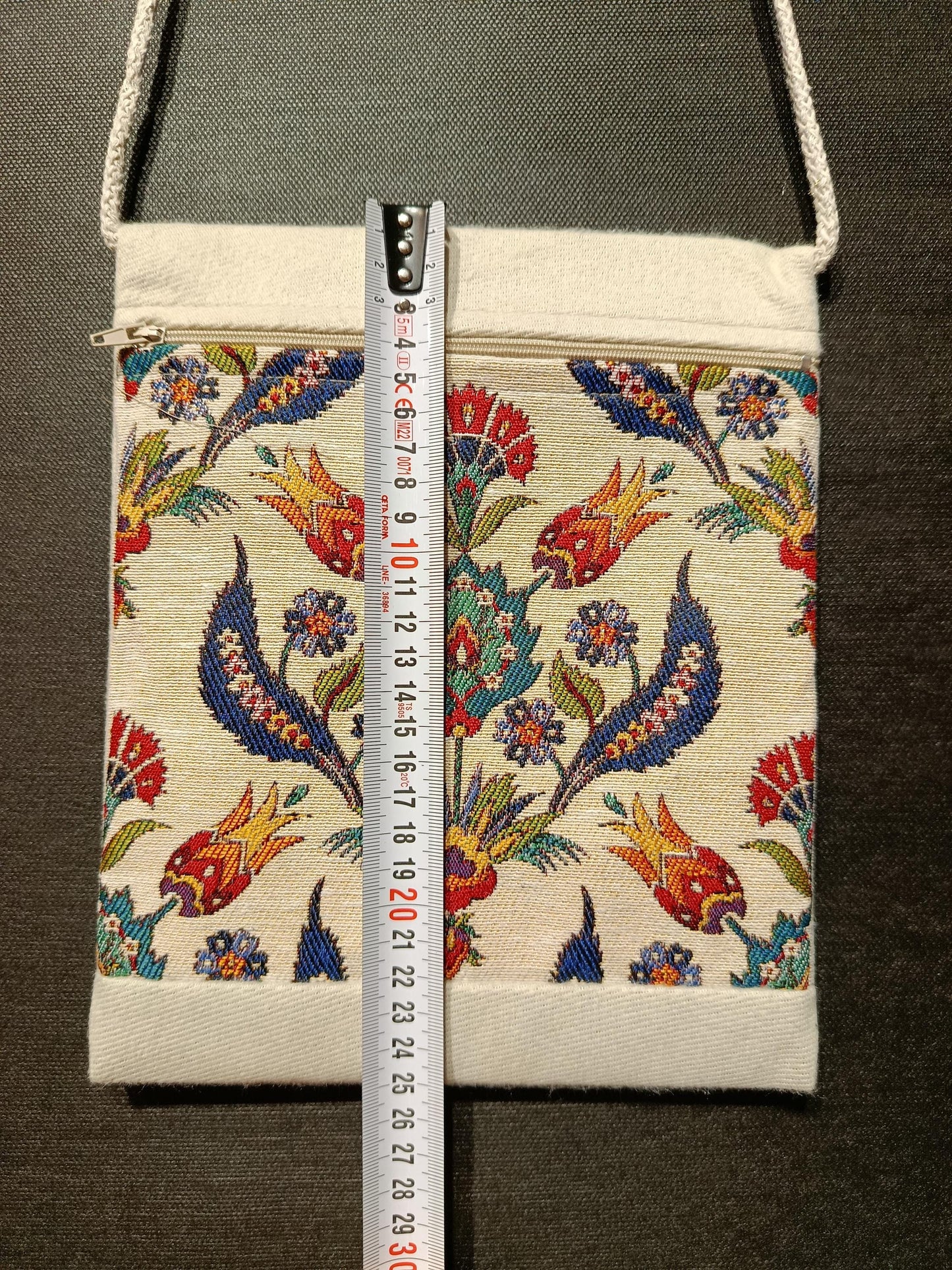 Turkish Floral Tapestry Bag – Ottoman Pattern Crossbody Purse, 8"x10" Handmade in Türkiye