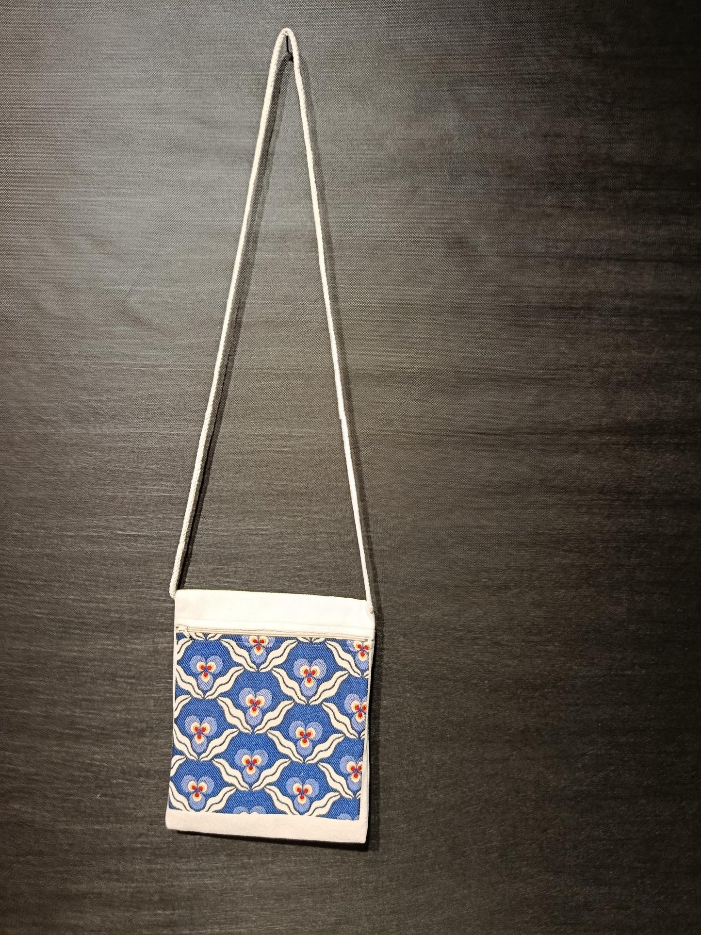 Blue Floral Tapestry Crossbody Bag – Turkish Handmade Purse