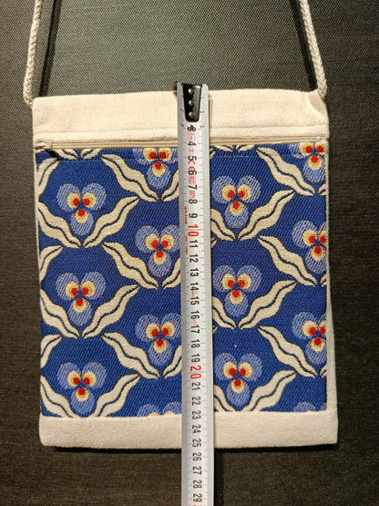Blue Floral Tapestry Crossbody Bag – Turkish Handmade Purse
