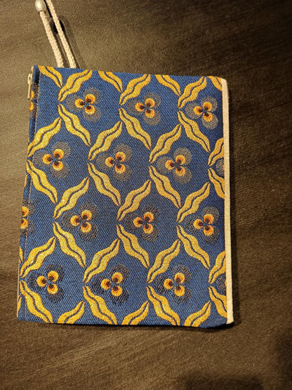 Gobelin Tapestry Clutch Bag: Blue & Yellow Floral, Rope Handle