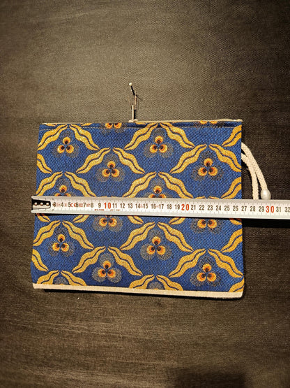 Gobelin Tapestry Clutch Bag: Blue & Yellow Floral, Rope Handle