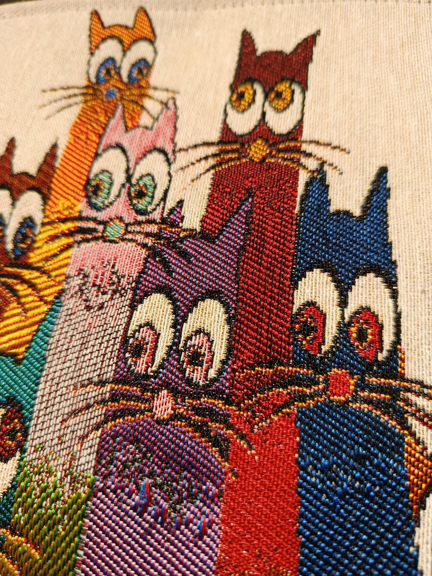 Rainbow Cat Tapestry Clutch: Handmade Turkish Pouch Bag