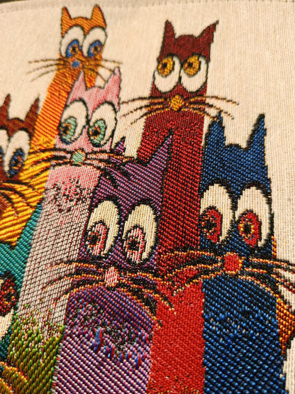 Rainbow Cat Tapestry Clutch: Handmade Turkish Pouch Bag