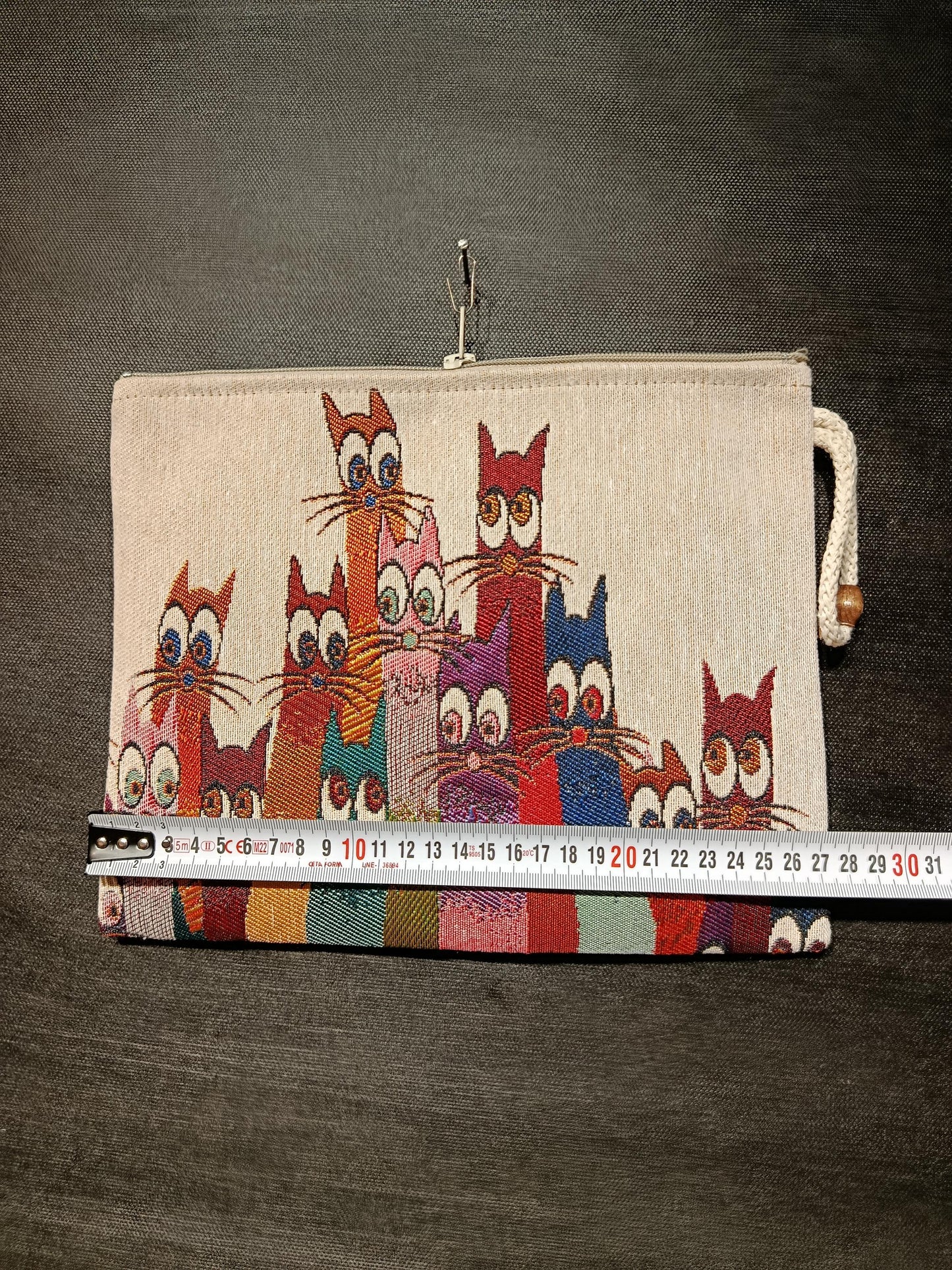 Rainbow Cat Tapestry Clutch: Handmade Turkish Pouch Bag