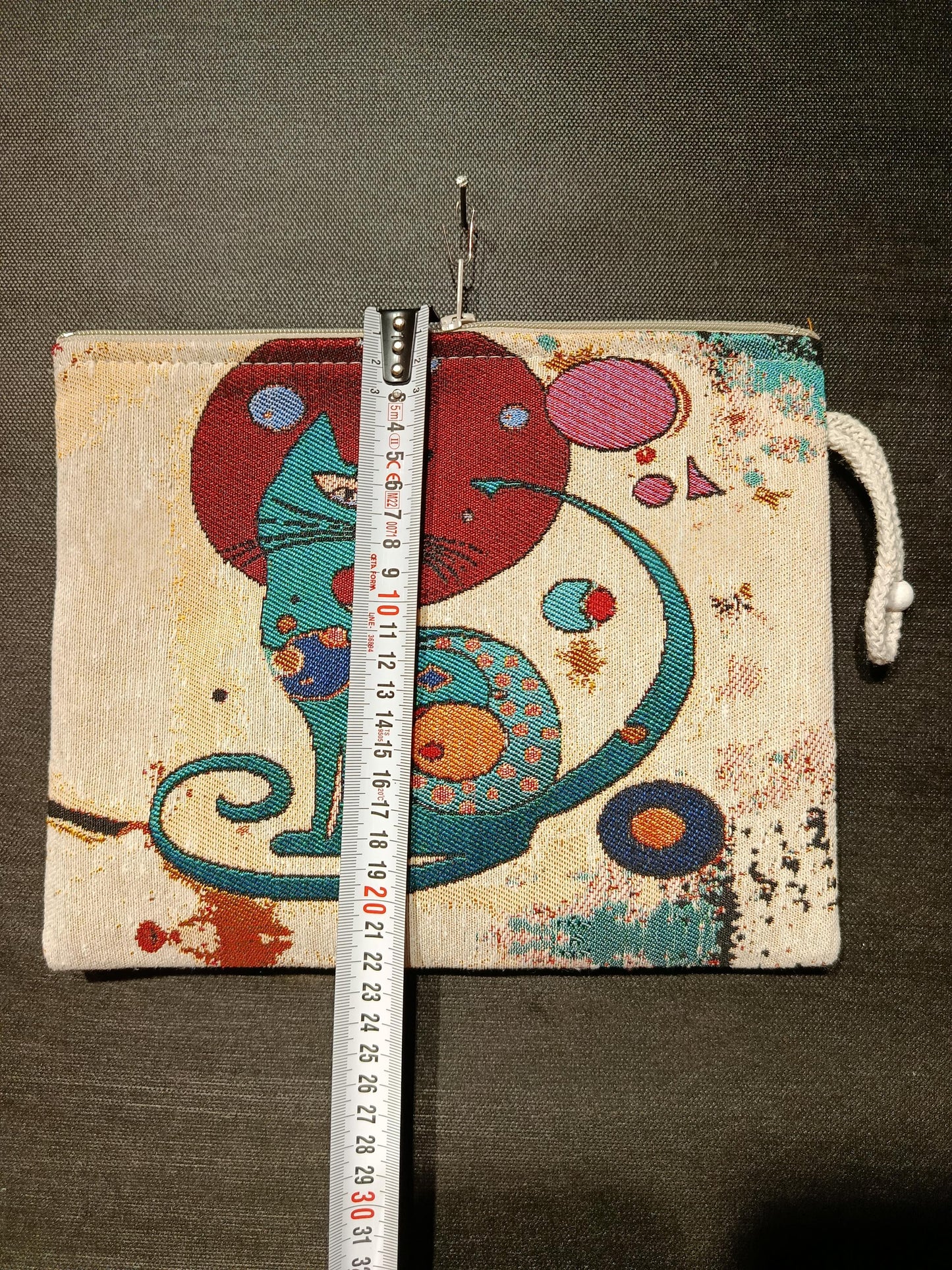 Abstract Cat Tapestry Clutch: Handmade Turkish Gobelin Pouch