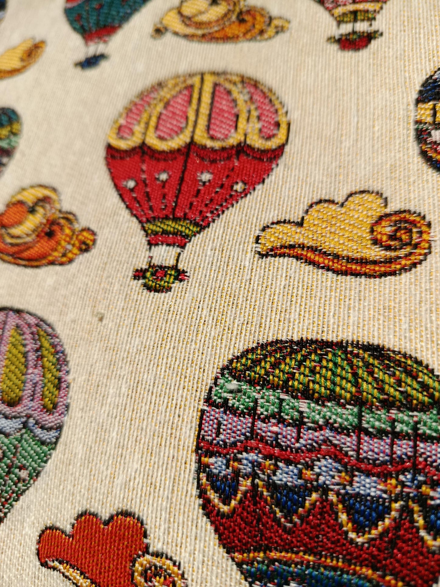 Hot Air Balloon Tapestry Clutch: Handmade Turkish Travel Pouch