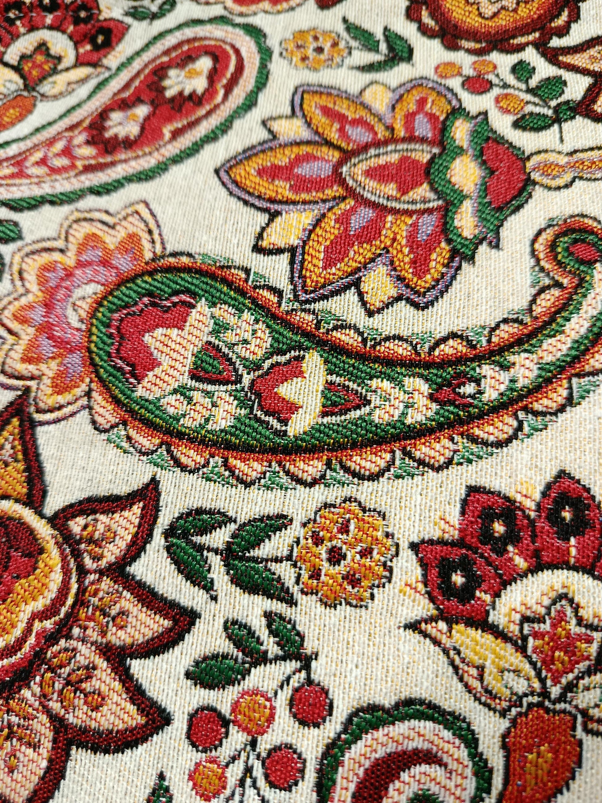Paisley Floral Tapestry Clutch: Bohemian Zip Pouch, Handmade in Türkiye