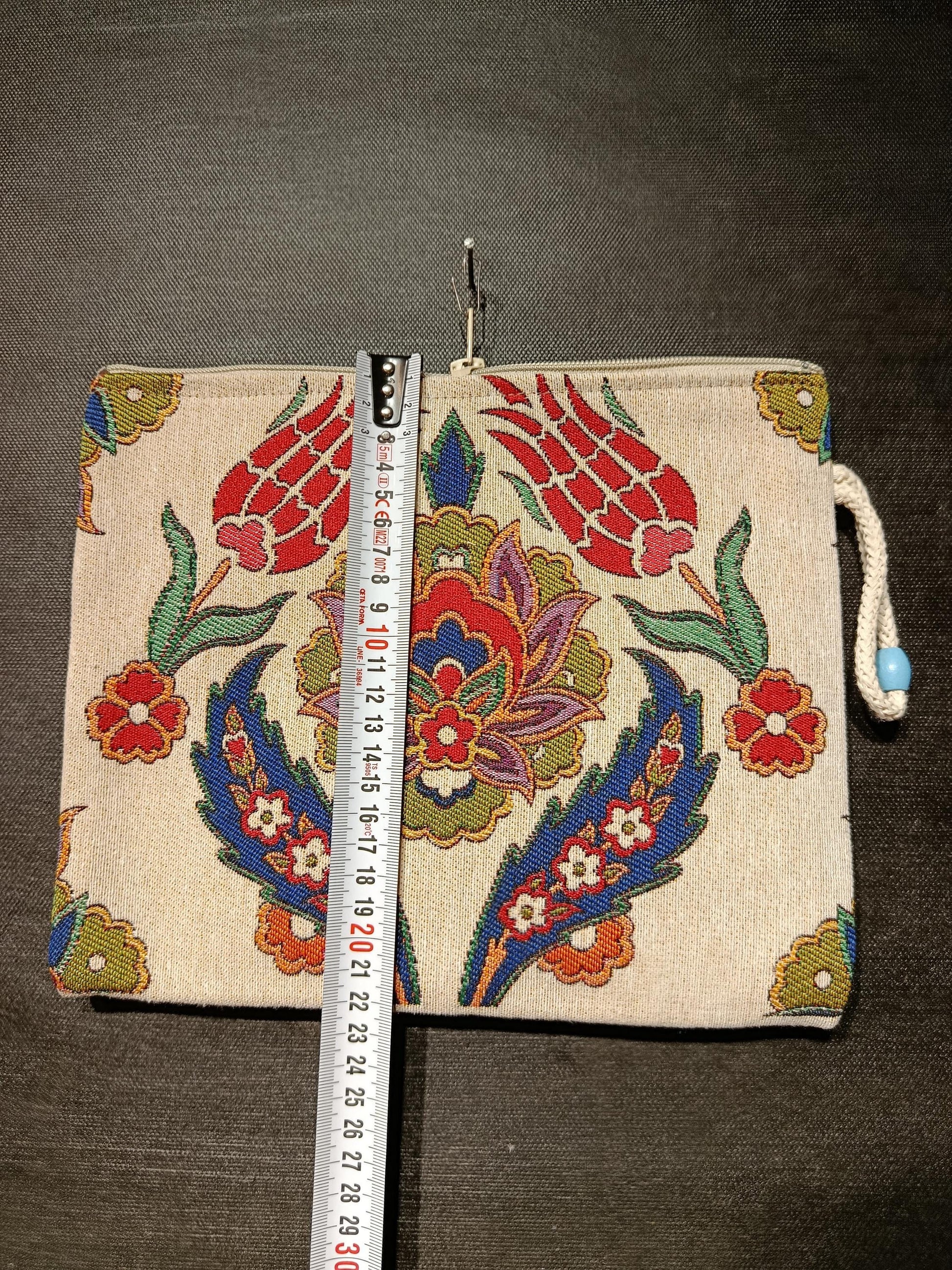 Ottoman Tulip Gobelin Clutch: Handmade Turkish Tapestry Bag