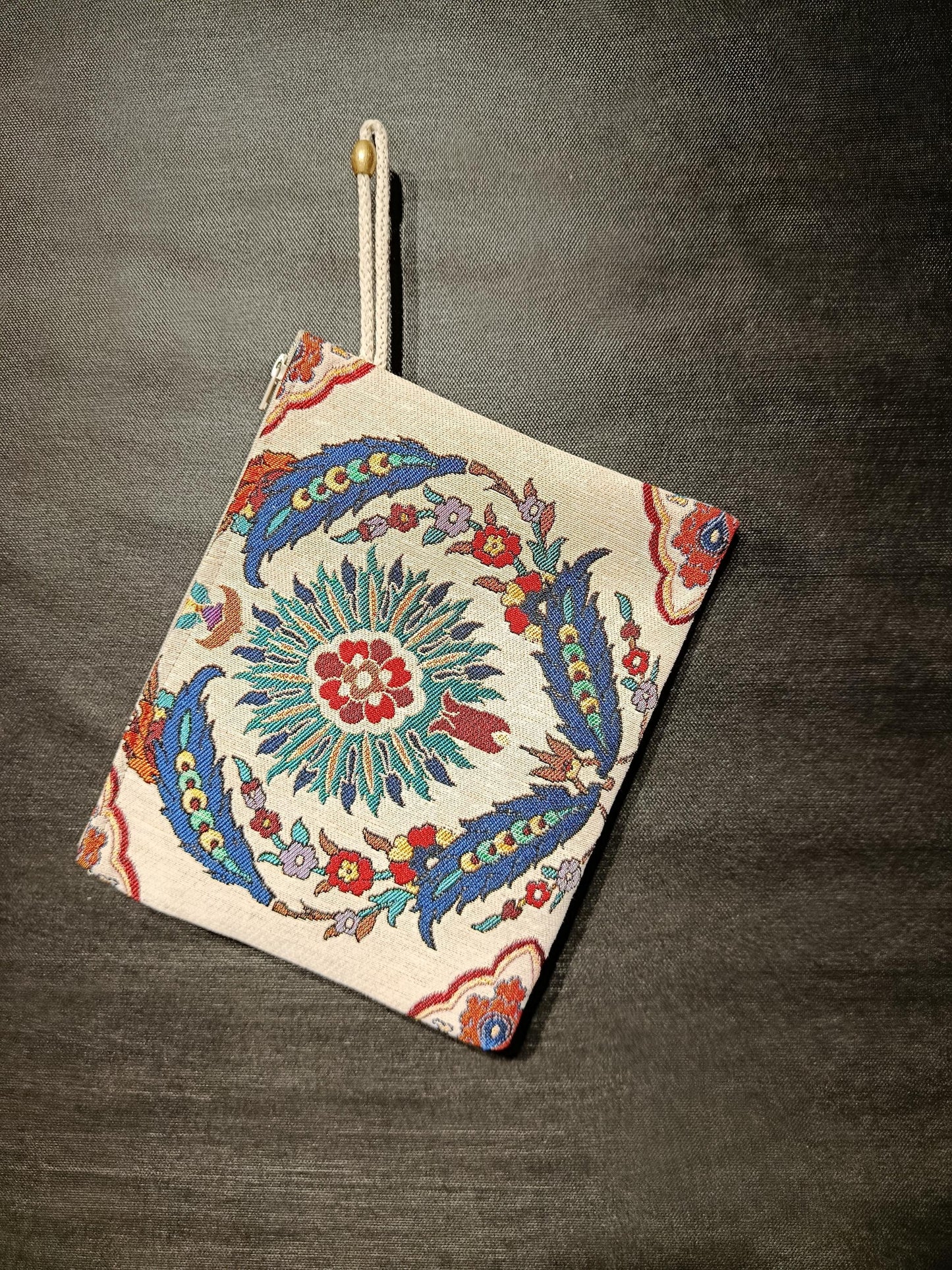 Handmade Turkish Tapestry Clutch: Ottoman Floral Medallion Gobelin Purse