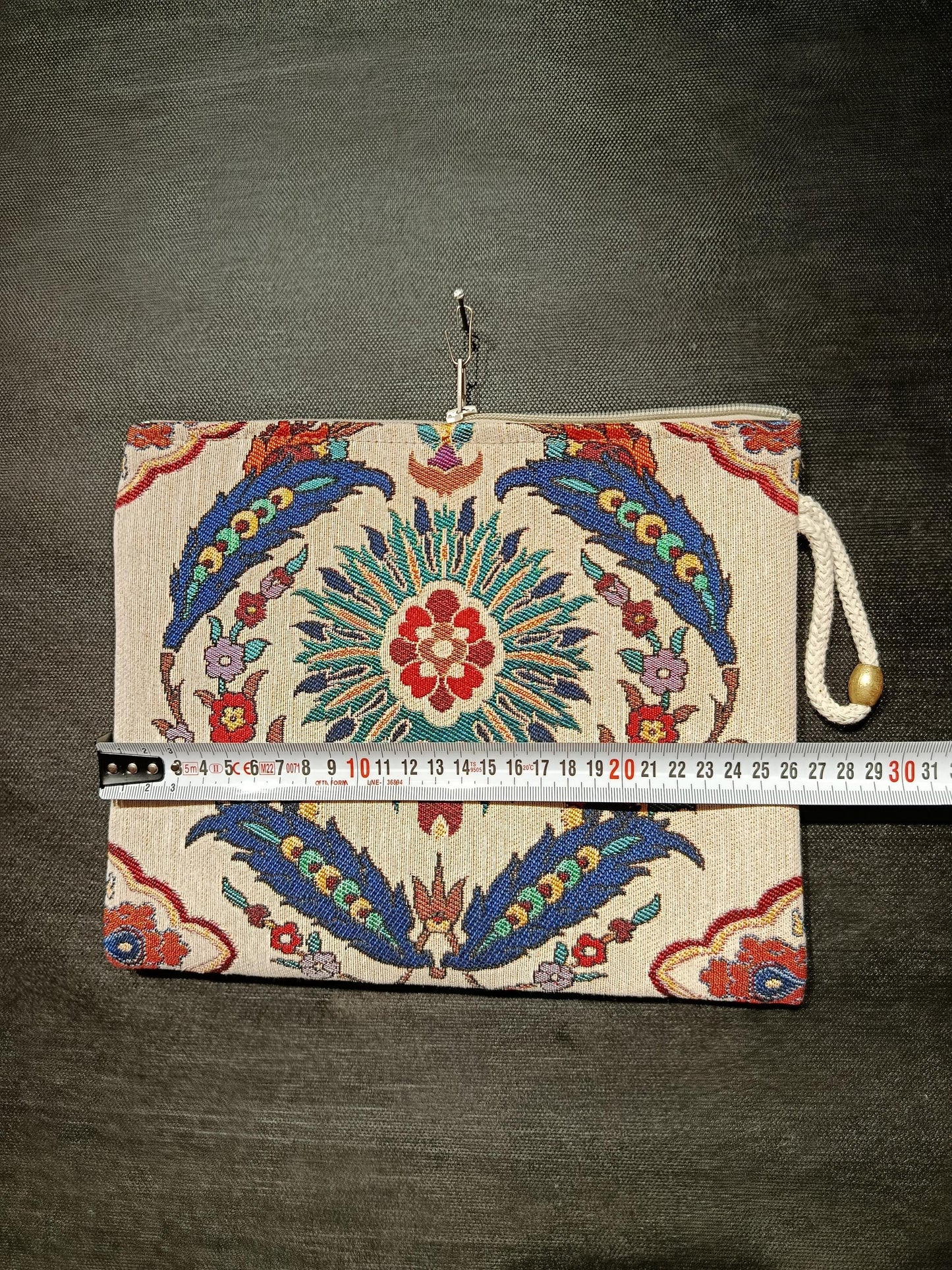 Handmade Turkish Tapestry Clutch: Ottoman Floral Medallion Gobelin Purse