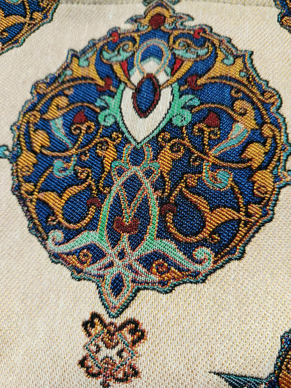 Ottoman Tapestry Clutch: Handmade Turkish Gobelin Pouch with Blue & Gold