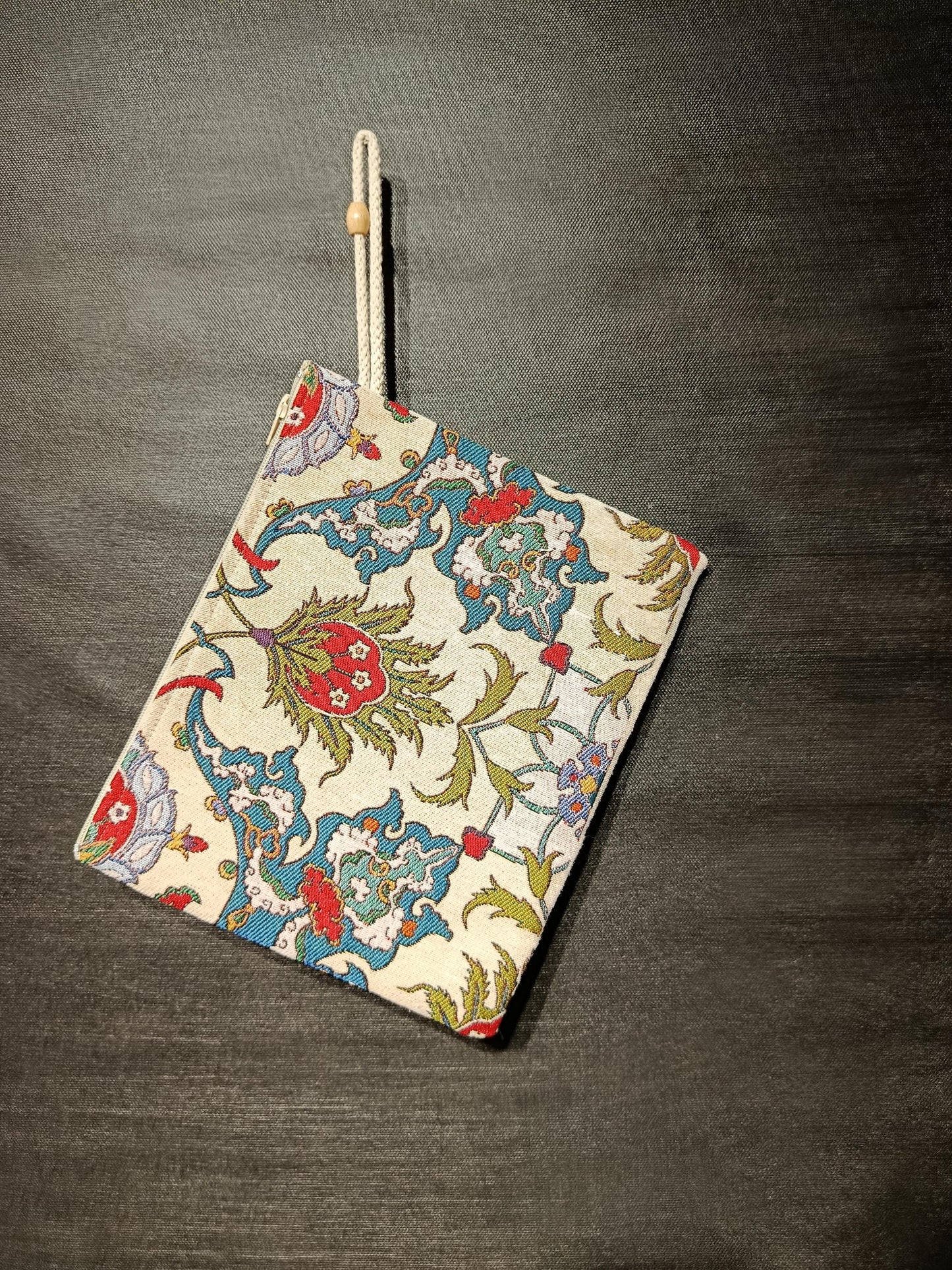 Ottoman Floral Tapestry Clutch: Turkish Tulip Vine Pouch, Handmade