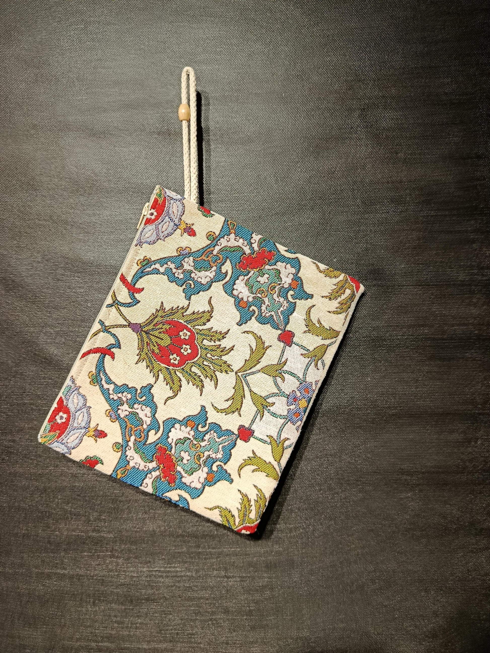Ottoman Floral Tapestry Clutch: Turkish Tulip Vine Pouch, Handmade