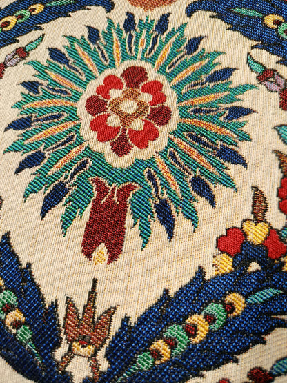 Handmade Turkish Tapestry Clutch: Ottoman Floral Medallion Gobelin Purse