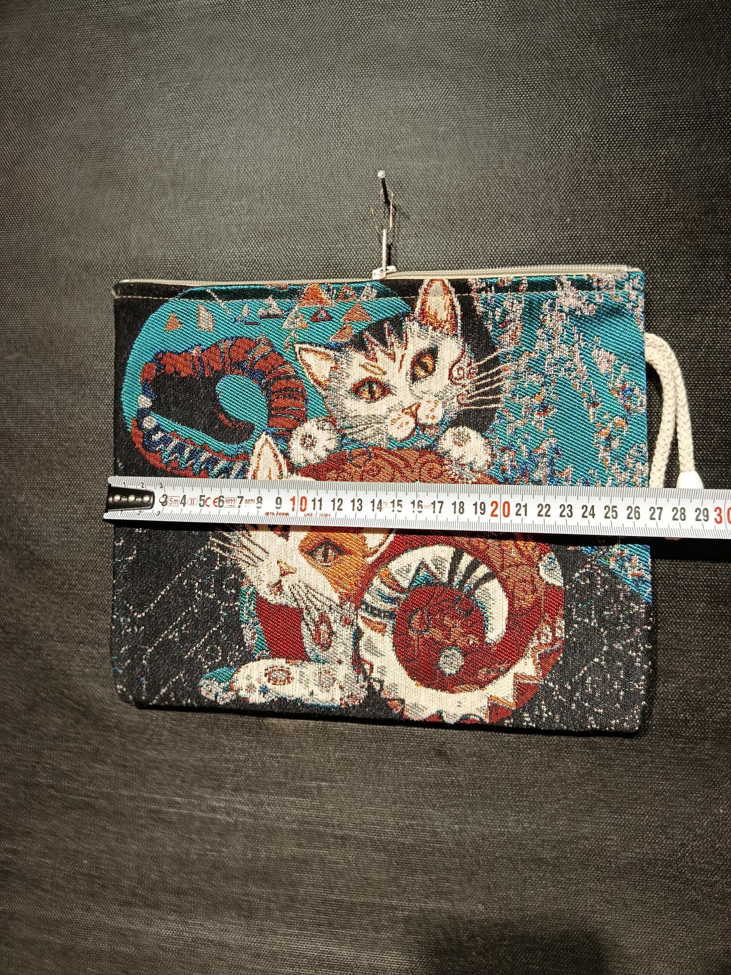 Twin Cat Tapestry Clutch: Handmade Gobelin Pouch with Rope Handle