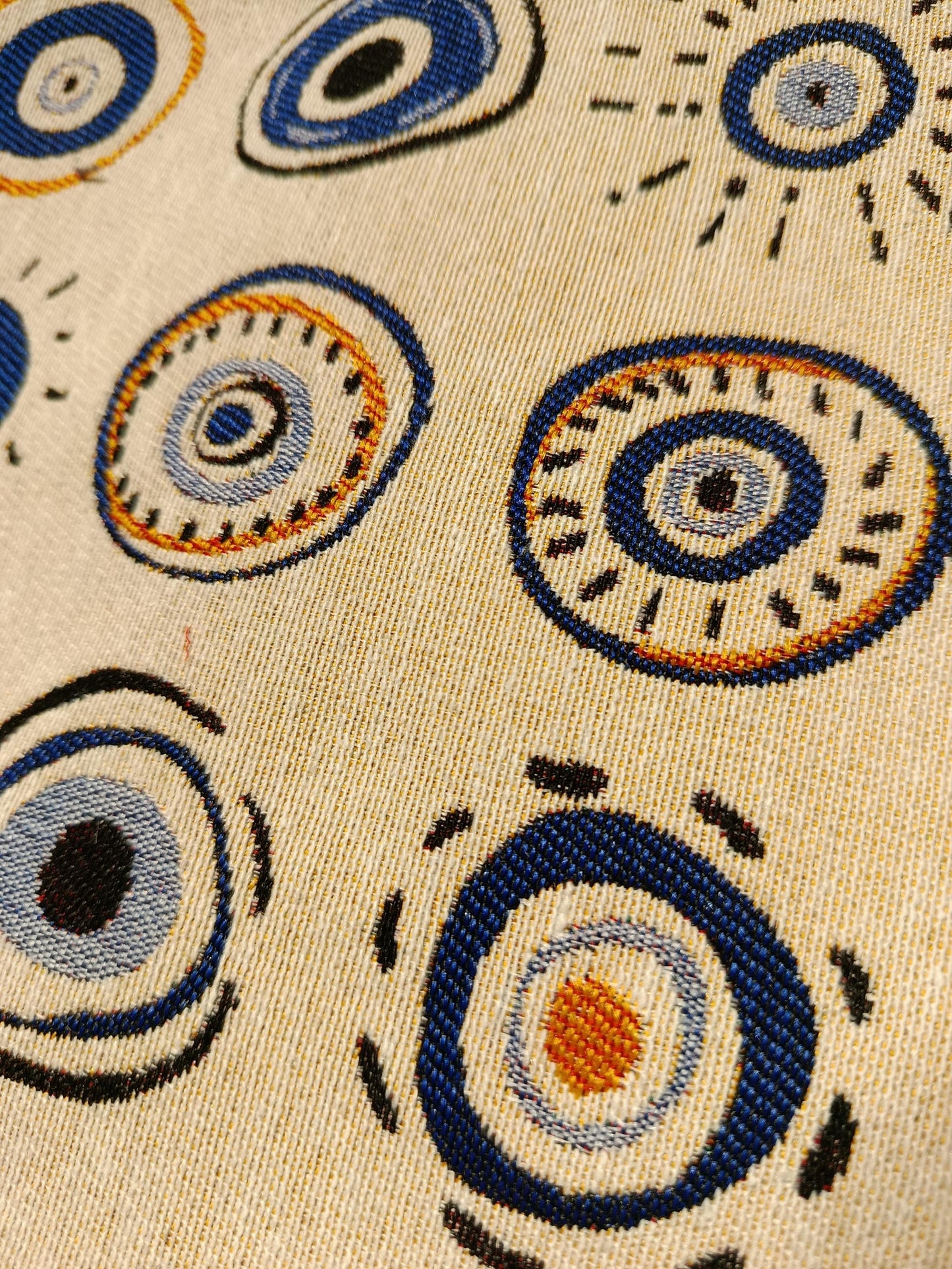 Evil Eye Tapestry Clutch: Handmade Turkish Gobelin Pouch with Rope Handle