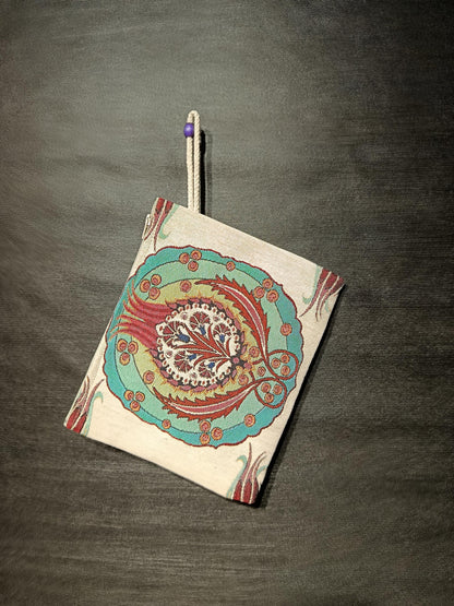 Turkish Tapestry Clutch: Ottoman Floral Medallion, Handmade Pouch