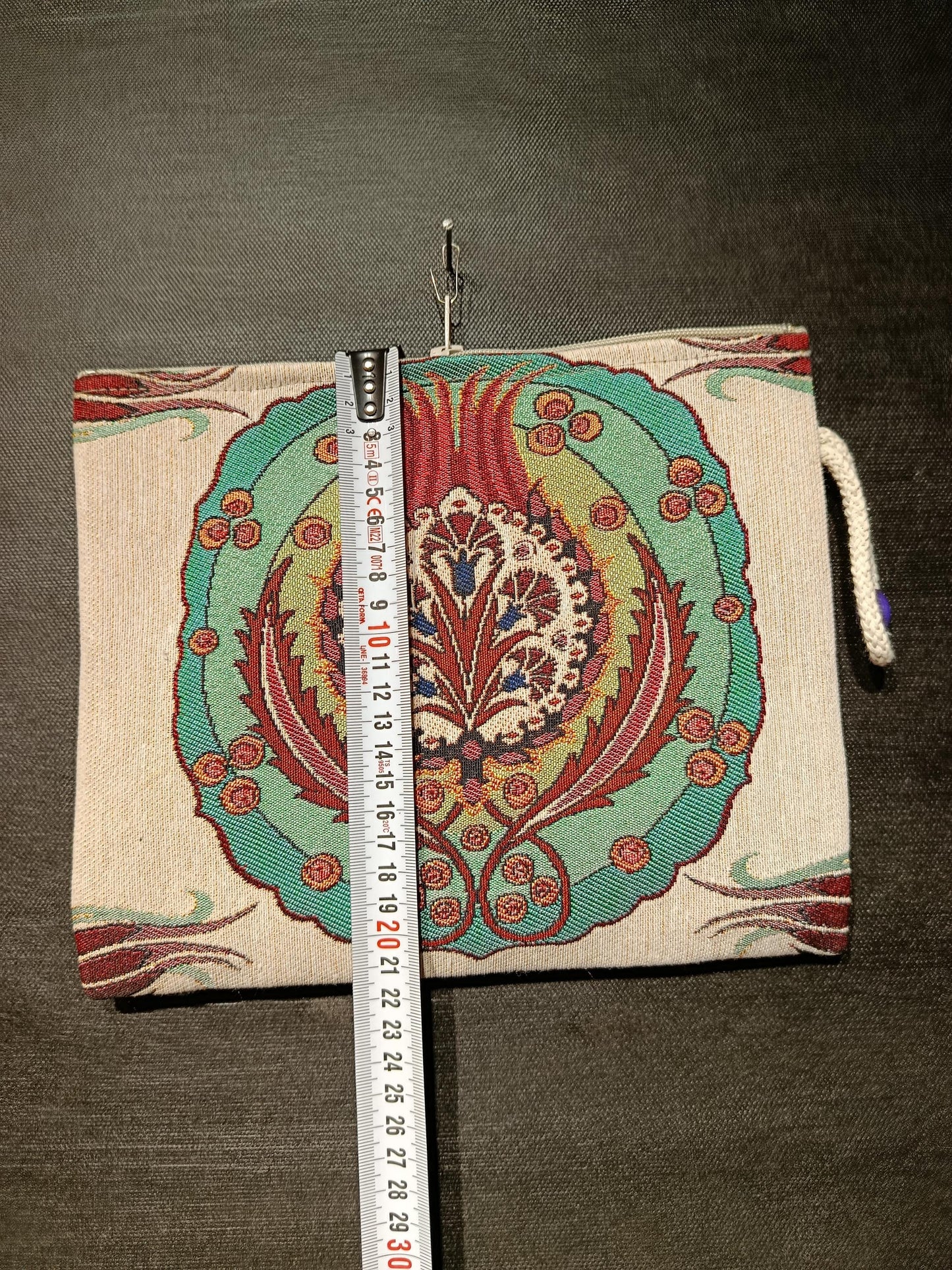 Turkish Tapestry Clutch: Ottoman Floral Medallion, Handmade Pouch