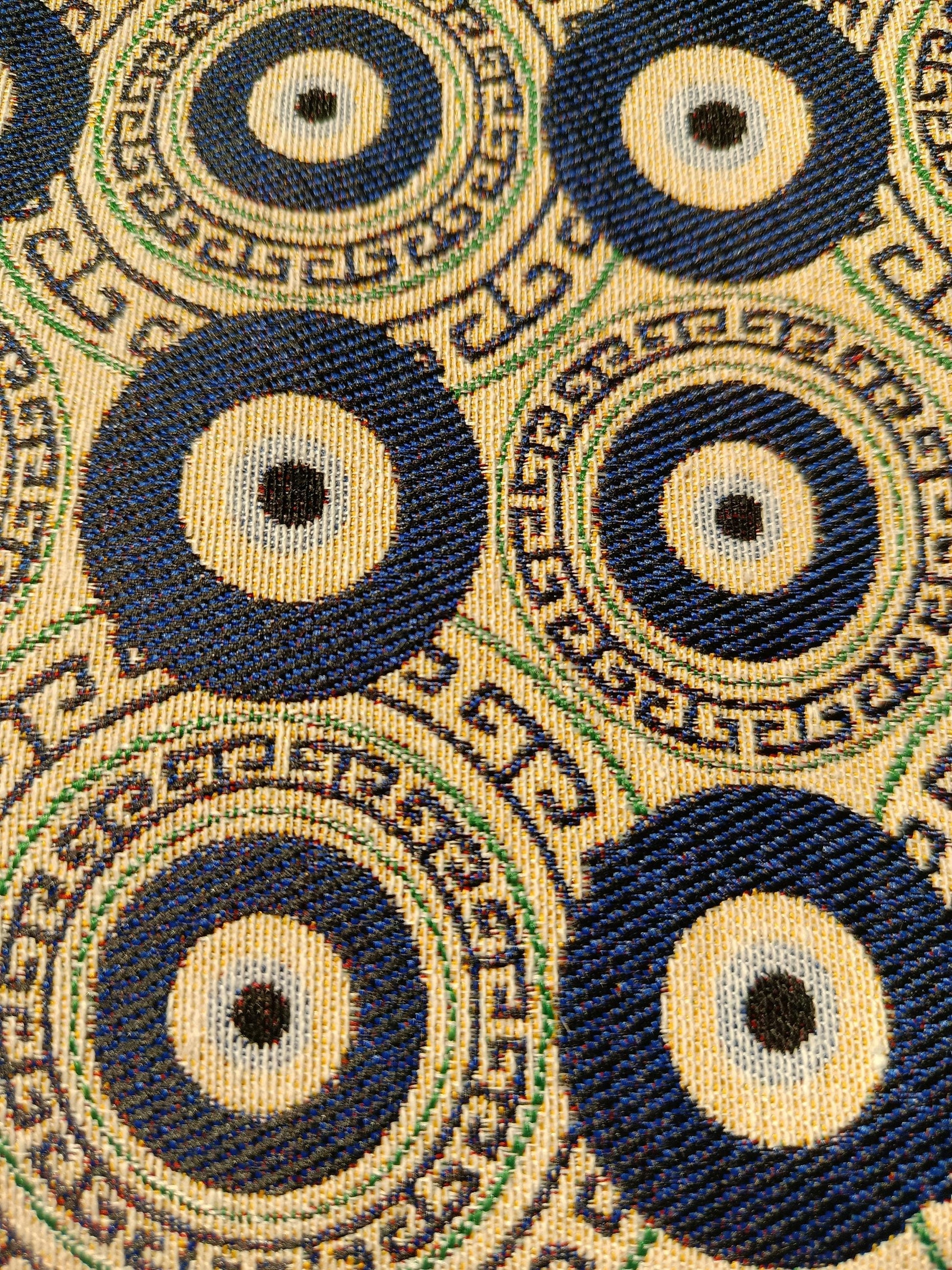 Handmade Evil Eye Tapestry Clutch: Turkish Nazar Zip Pouch