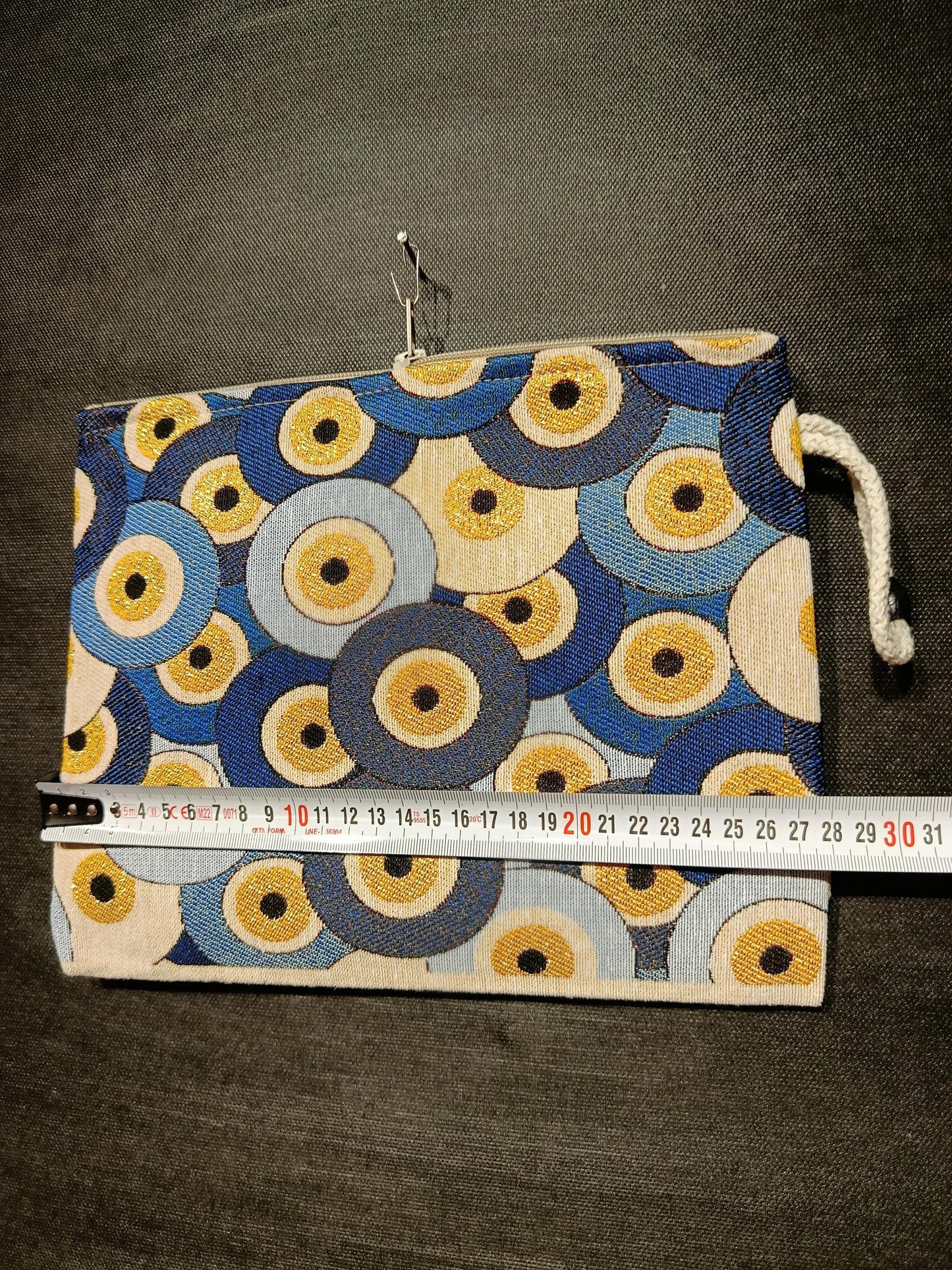 Evil Eye Tapestry Clutch: Turkish Nazar Symbol Zip Pouch