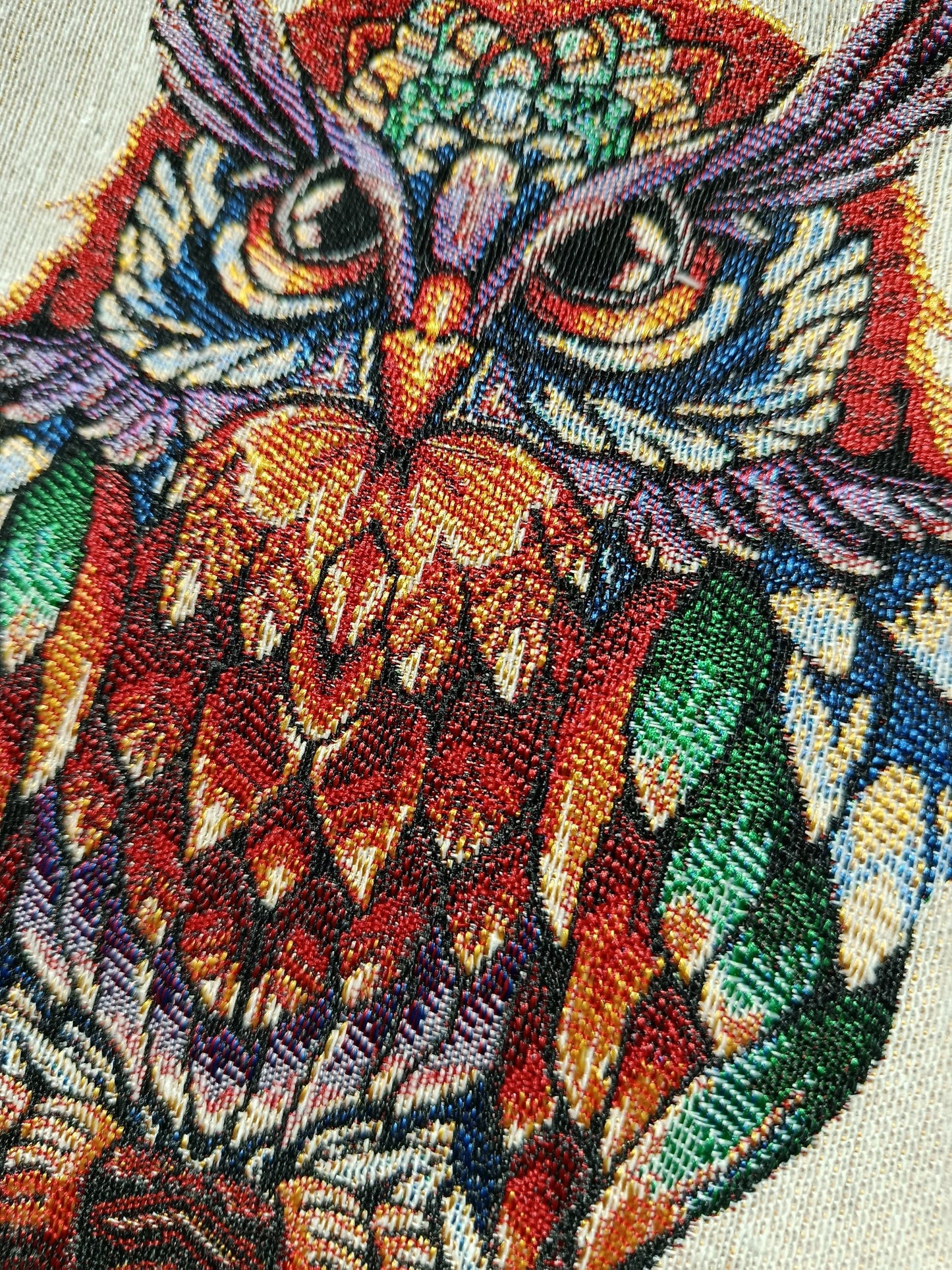 Owl Tapestry Clutch Bag: Boho Zippered Pouch with Wrist Strap