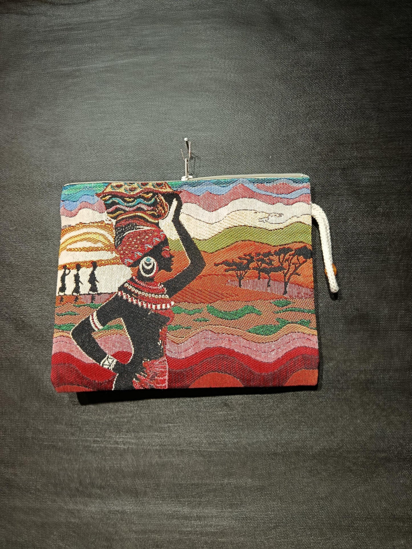 African Tribal Art Clutch Bag: Gobelin Tapestry Wristlet - Handmade