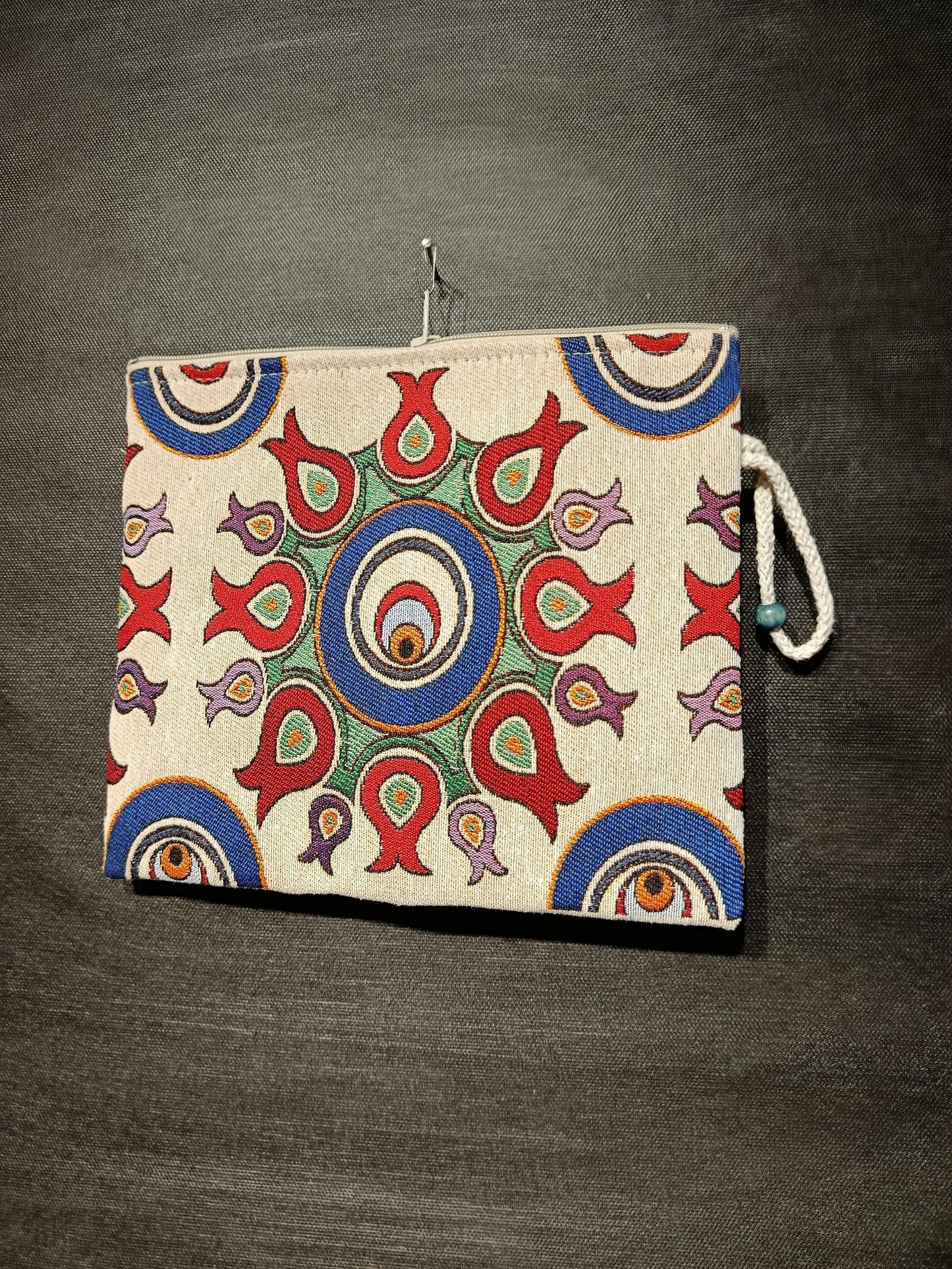 Evil Eye Clutch Bag: Turkish Tapestry Pomegranate Wristlet