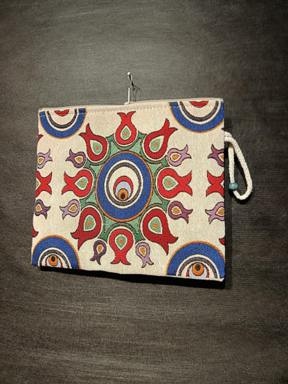 Evil Eye Clutch Bag: Turkish Tapestry Pomegranate Wristlet