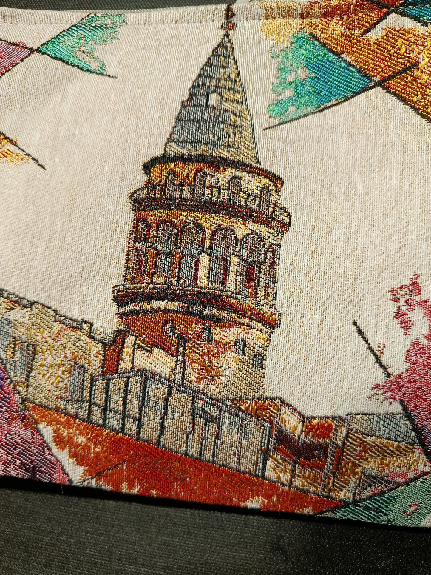 Galata Tower Tapestry Clutch: Istanbul Souvenir Zip Pouch