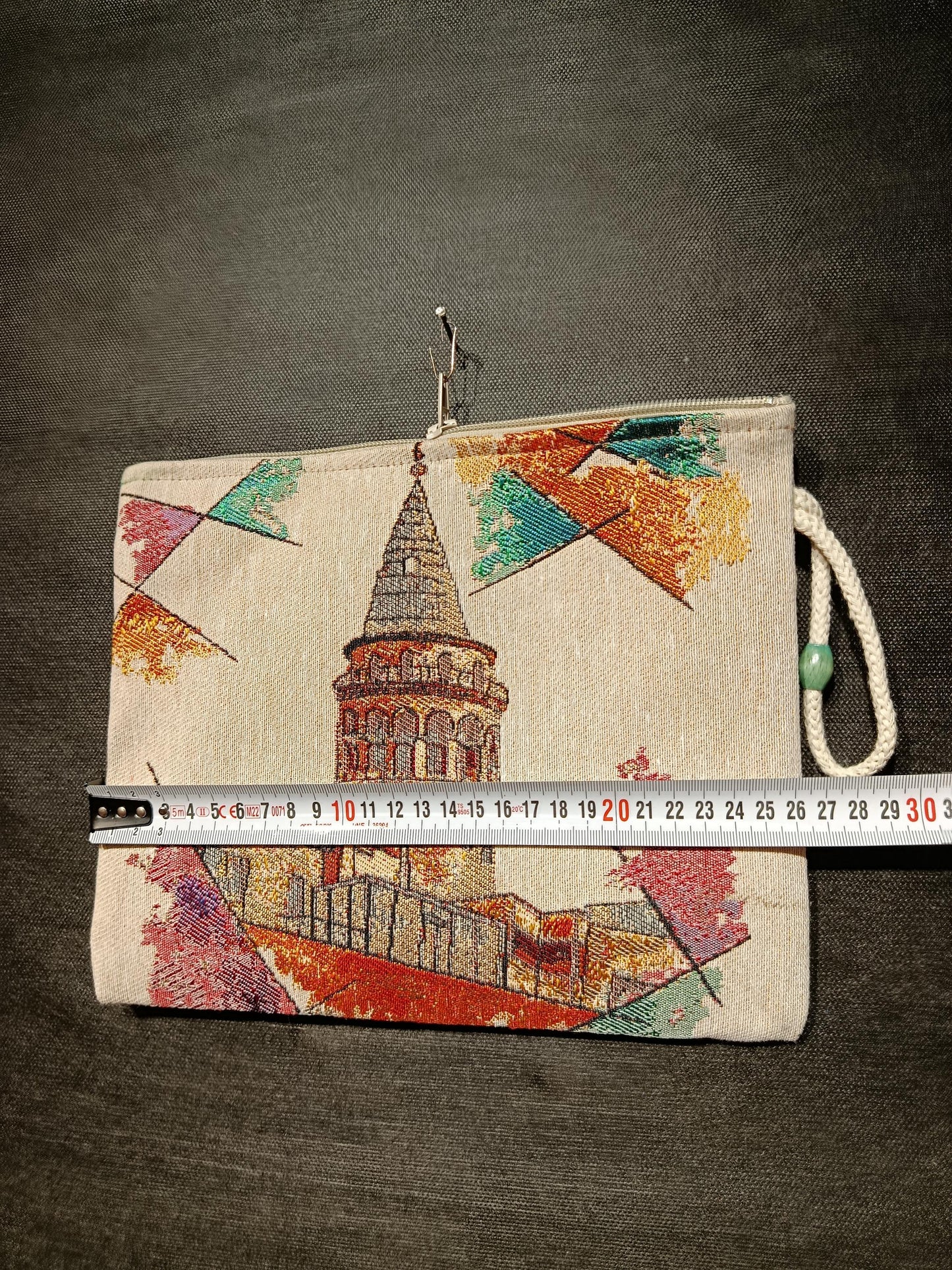 Galata Tower Tapestry Clutch: Istanbul Souvenir Zip Pouch