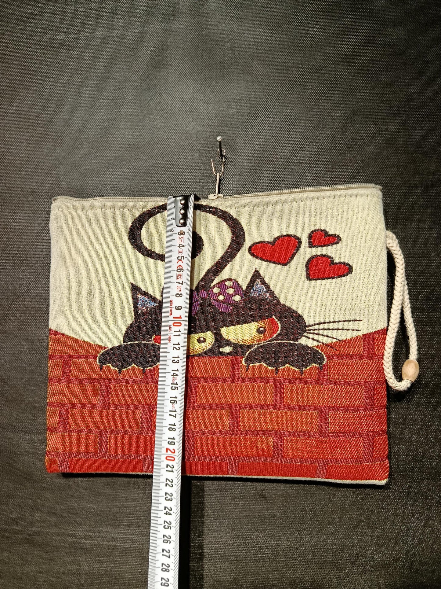 Cat Couple Tapestry Clutch Bag: Romantic Black Cats Wristlet