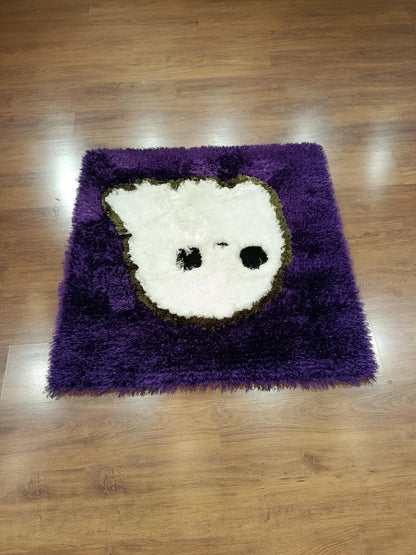 Tufted Ghost Rug: Fluffy Purple Halloween Decor, Kawaii Ghostcore Accent (40"x40")