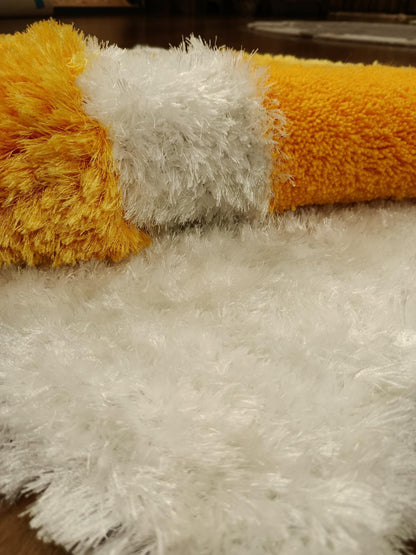 Handmade Tufted Lion Rug: Orange & White Leo Zodiac Carpet