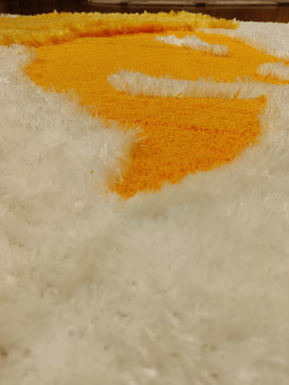 Handmade Tufted Lion Rug: Orange & White Leo Zodiac Carpet