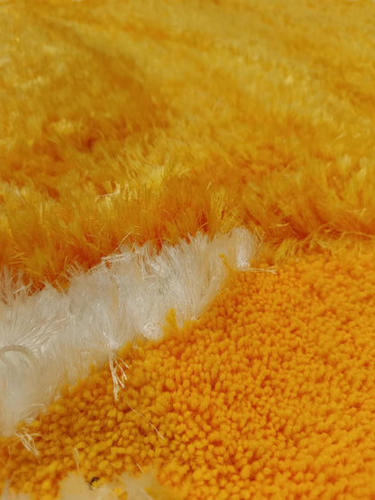 Handmade Tufted Lion Rug: Orange & White Leo Zodiac Carpet