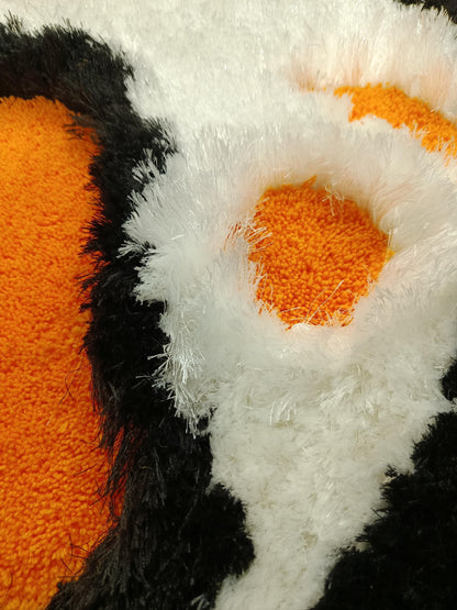 Hand-Tufted Screaming Ghost Rug: Diamond Emoji Design, Halloween Decor