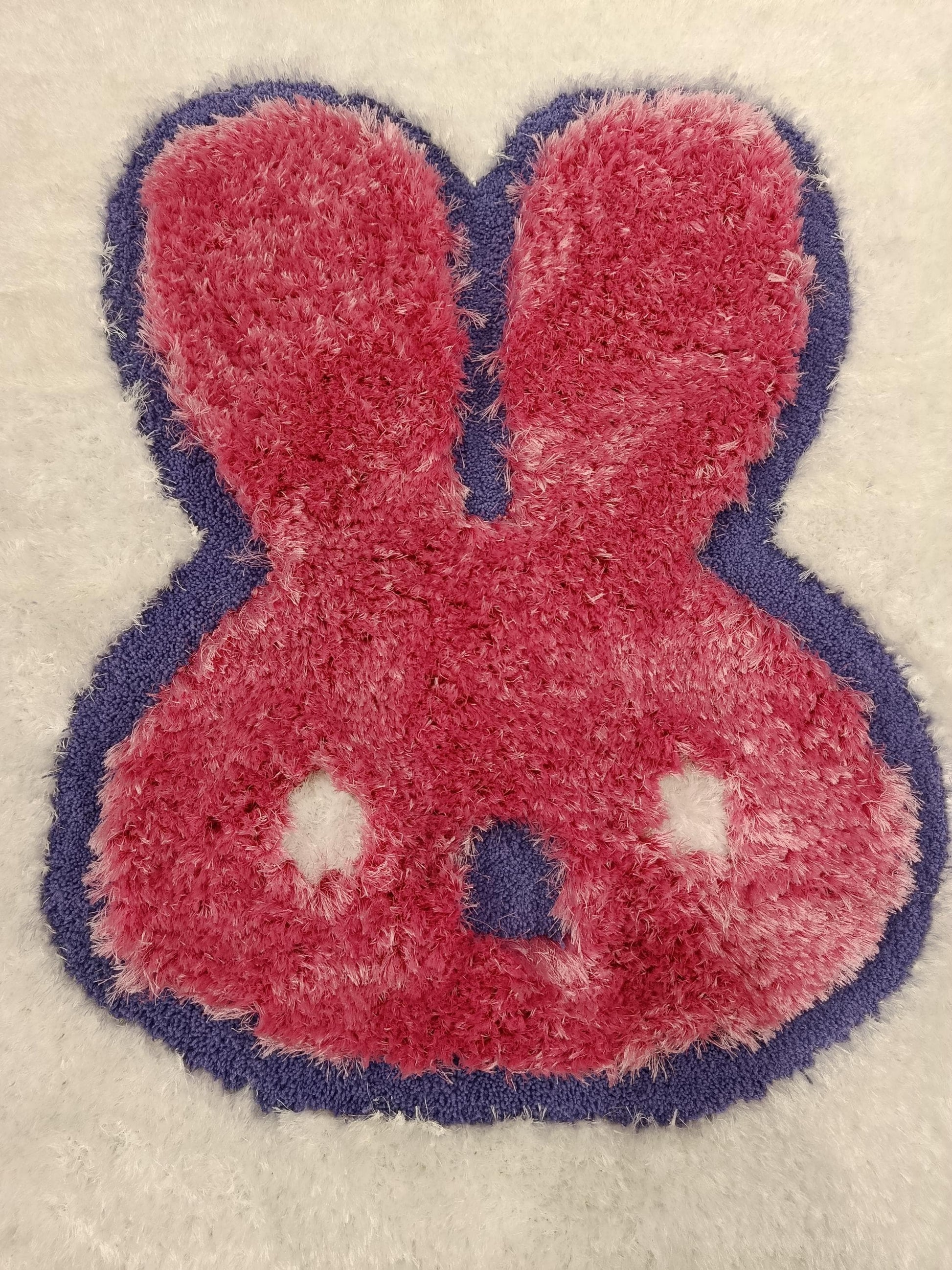 Handmade Tufted Bunny Rug: Pink Rabbit Carpet, Kids Nursery Decor (40"x40")