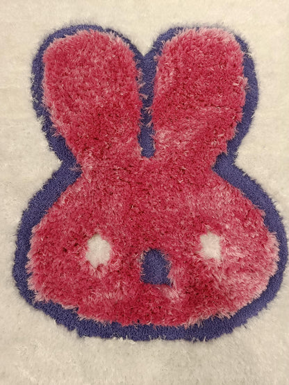 Handmade Tufted Bunny Rug: Pink Rabbit Carpet, Kids Nursery Decor (40"x40")