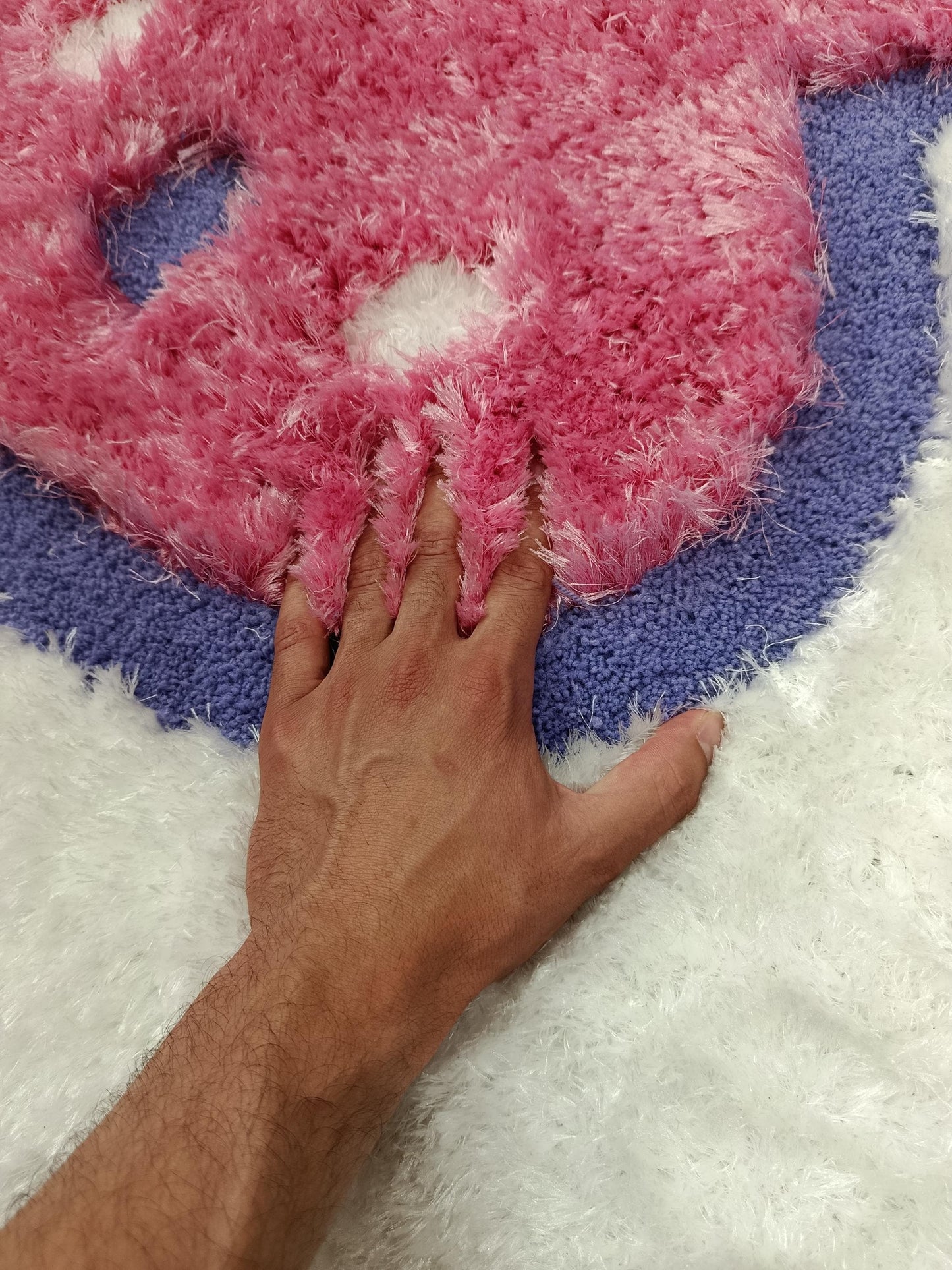 Handmade Tufted Bunny Rug: Pink Rabbit Carpet, Kids Nursery Decor (40"x40")