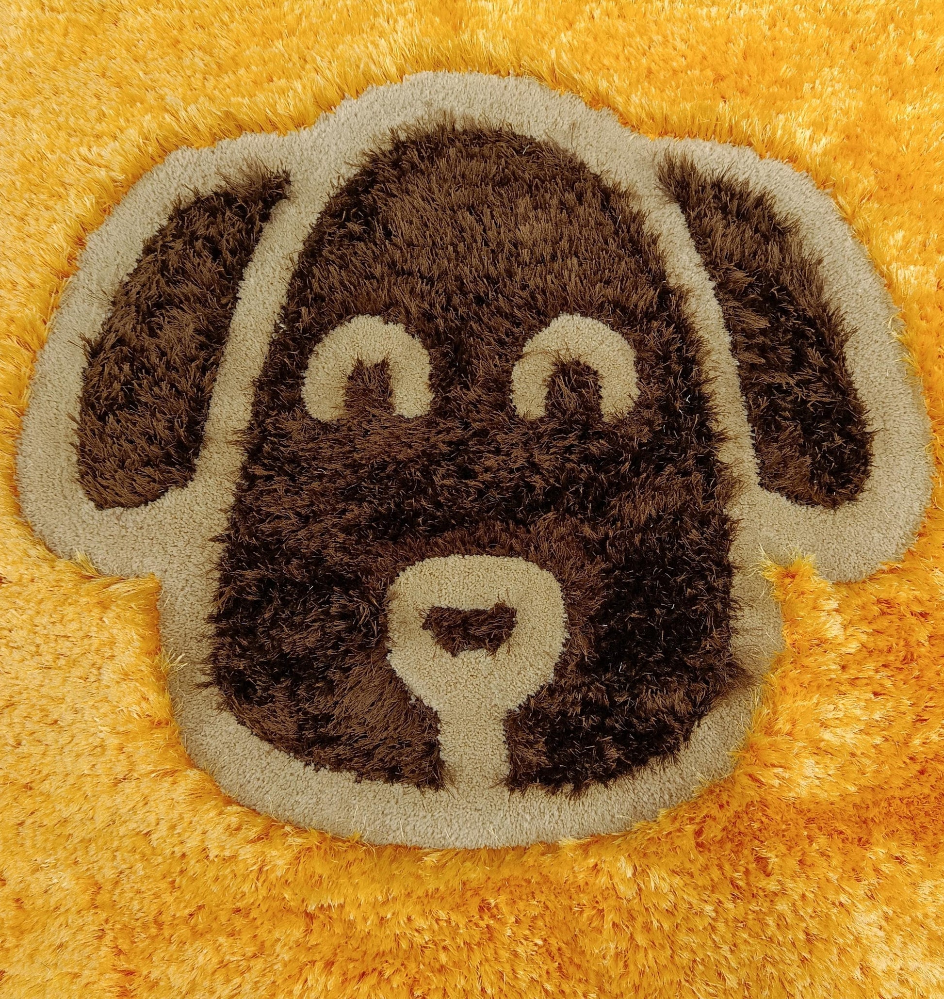 Handmade Tufted Dog Rug: Fluffy Puppy Face Carpet, Nursery Decor