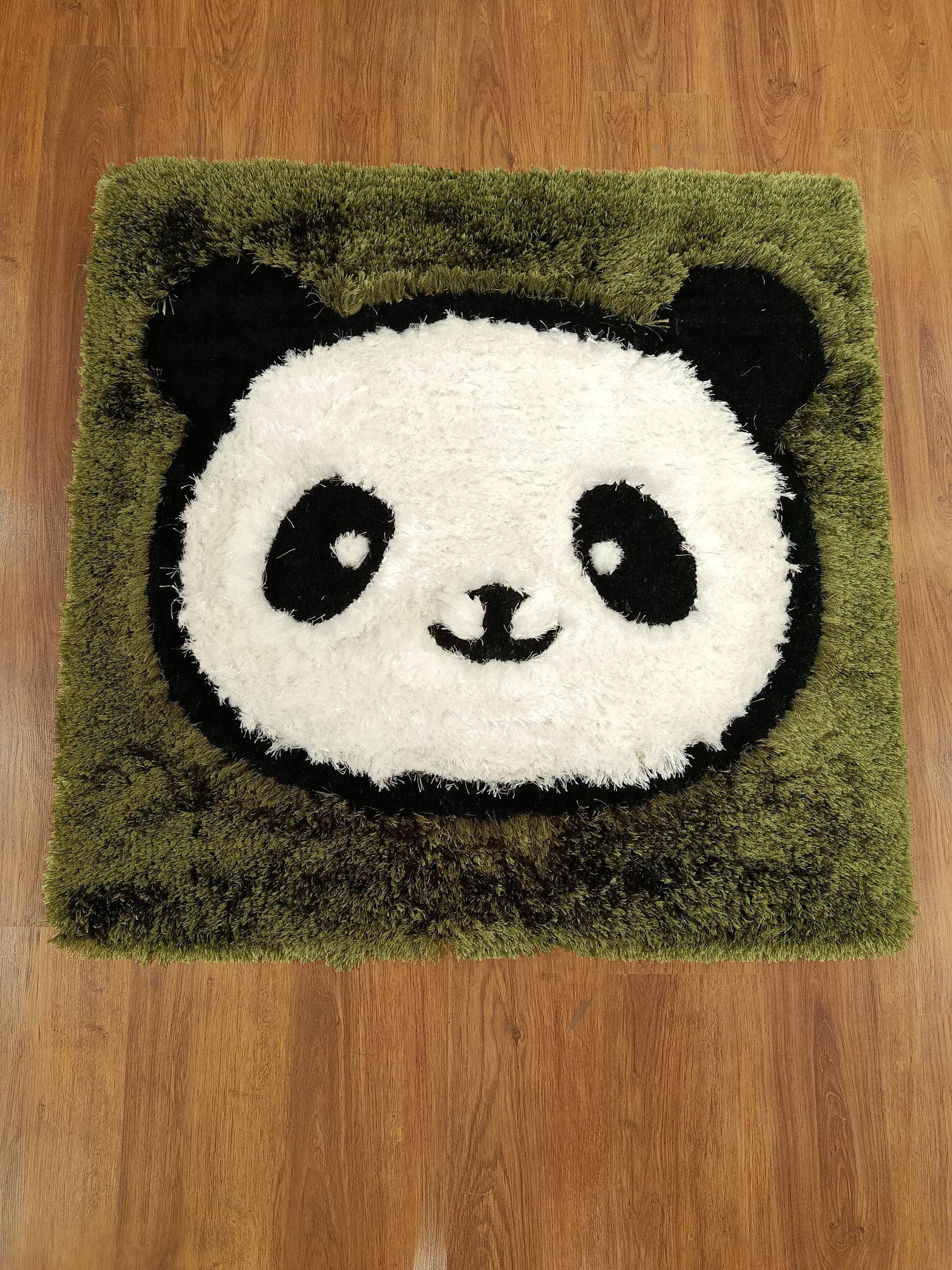 Handmade Tufted Panda Rug: Fluffy Kids Room Decor