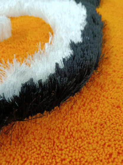 Handmade Tufted Panda Rug: Orange Kids Room Decor, 40"x40"