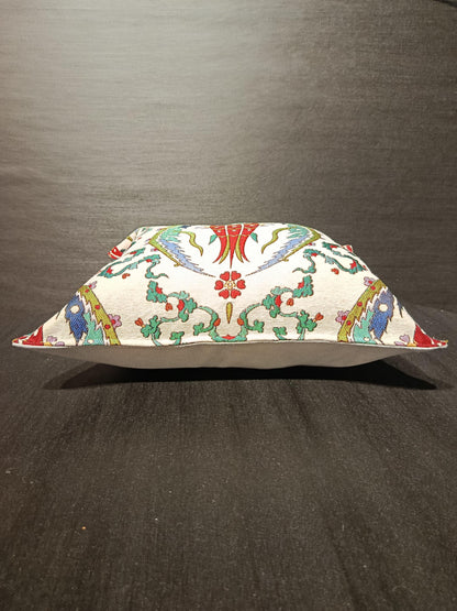 Ottoman Tulip Pillow Cover: Gobelin Tapestry Cushion, Turkish Boho Decor