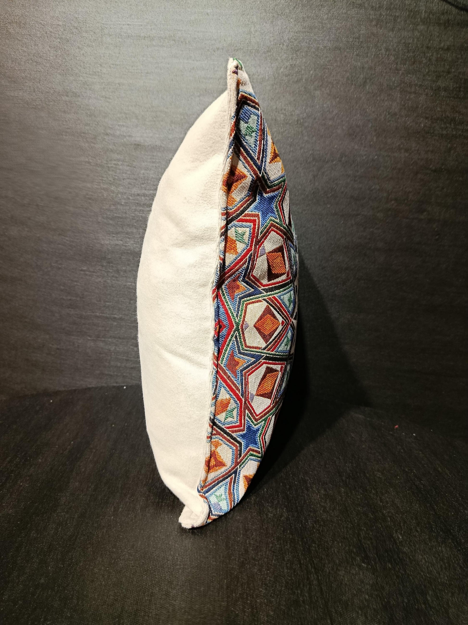 Moroccan Mosaic Pillow Cover: Geometric Starburst Gobelin Cushion, 40x40cm