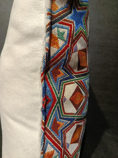 Moroccan Mosaic Pillow Cover: Geometric Starburst Gobelin Cushion, 40x40cm